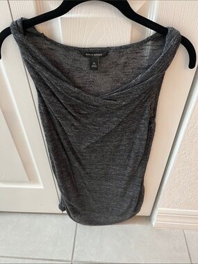 Banana Republic Heather Charcoal Draped Neck Tank Top